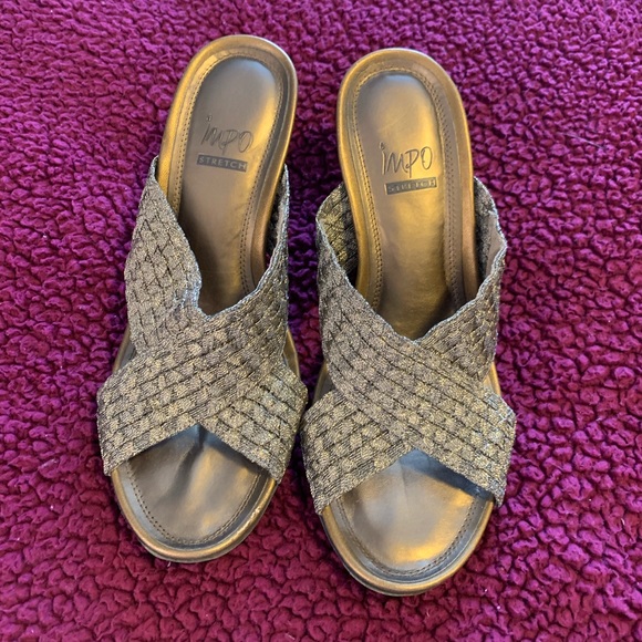COPY - Bronze Impo Stretch Wedge Sandals 8.5 - Picture 1 of 5